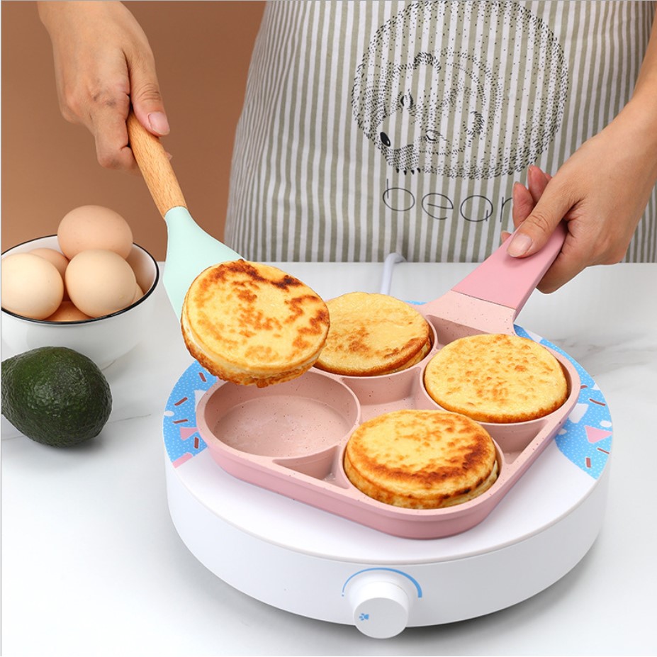 4 Hole Frying Pan / Tamagoyaki Wajan Penggorengan Burger Omellete Teflon Cetakan Telur Anti Lengket