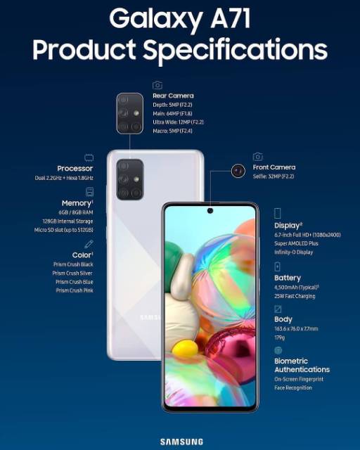 hp smartphone smart phone samsung A51 Ram 6GB 8GB Internal 128GB Android quad kamera murah resmi-2