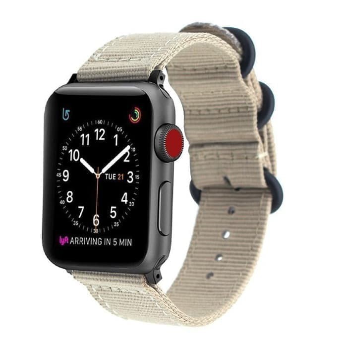 Tali Jam App Watch Premium Woven Nylon Buckle Strap 42mm - Khaki