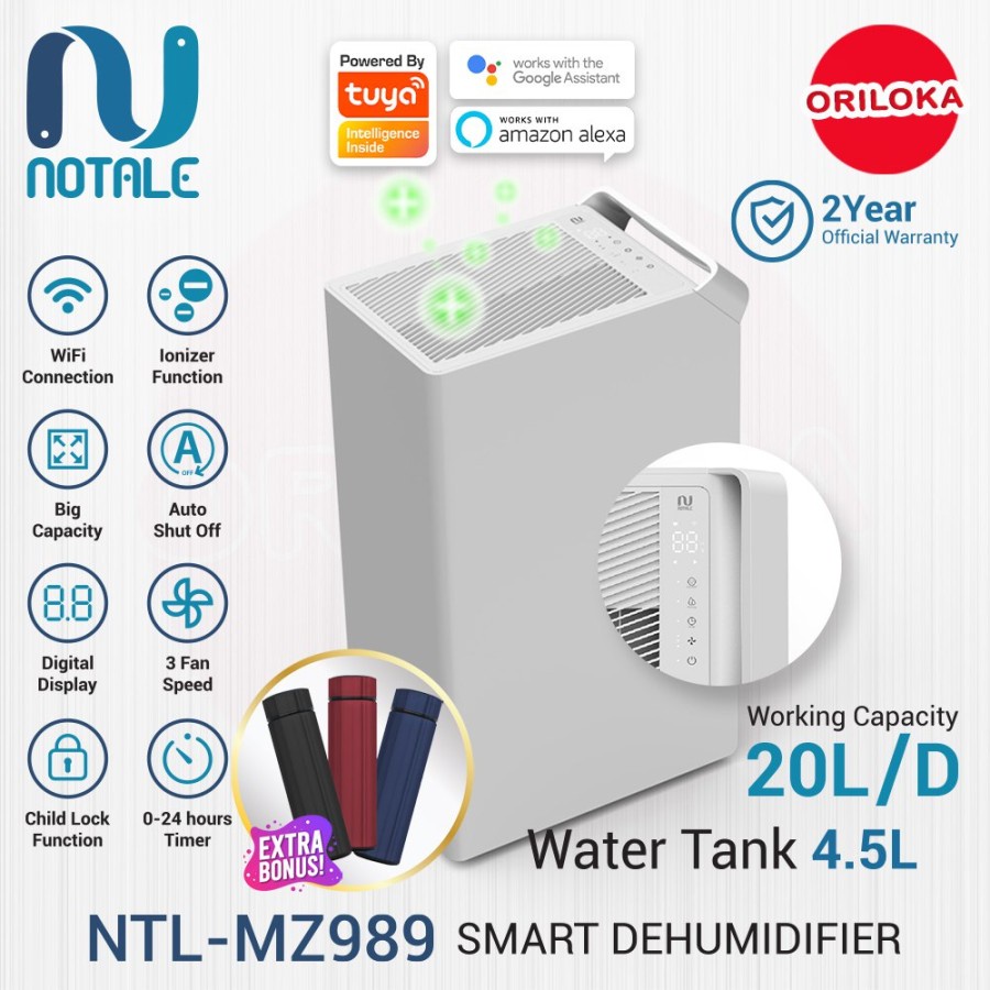 Dehumidifier Notale Milzu Smart Dehumidifier 20L/hari - Garansi Resmi