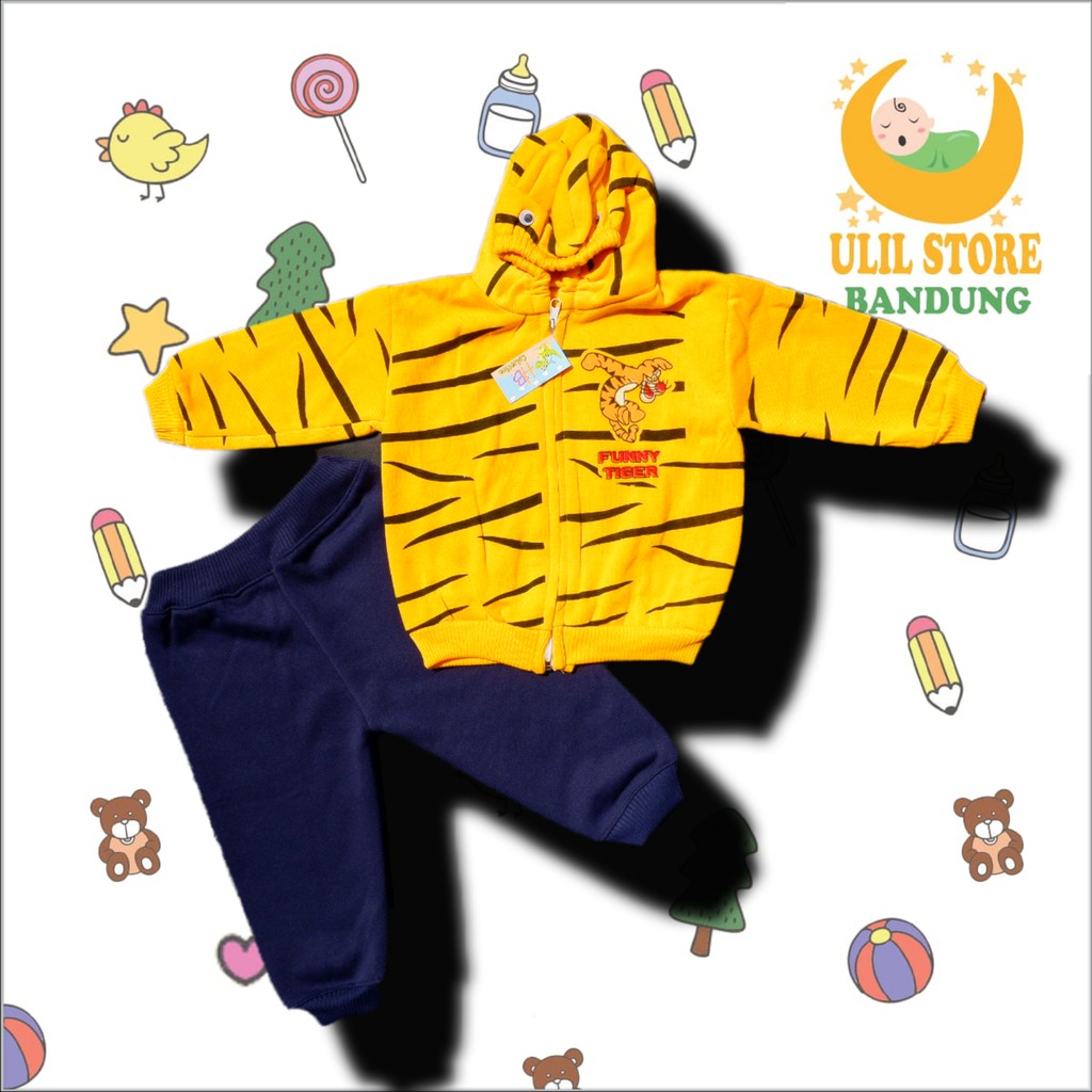 Setelan Jaket Bayi Anak 3 - 18 Bulan, Setelan Sweater Anak FUNNY TIGER, Sweater Bayi Celana Joger-2