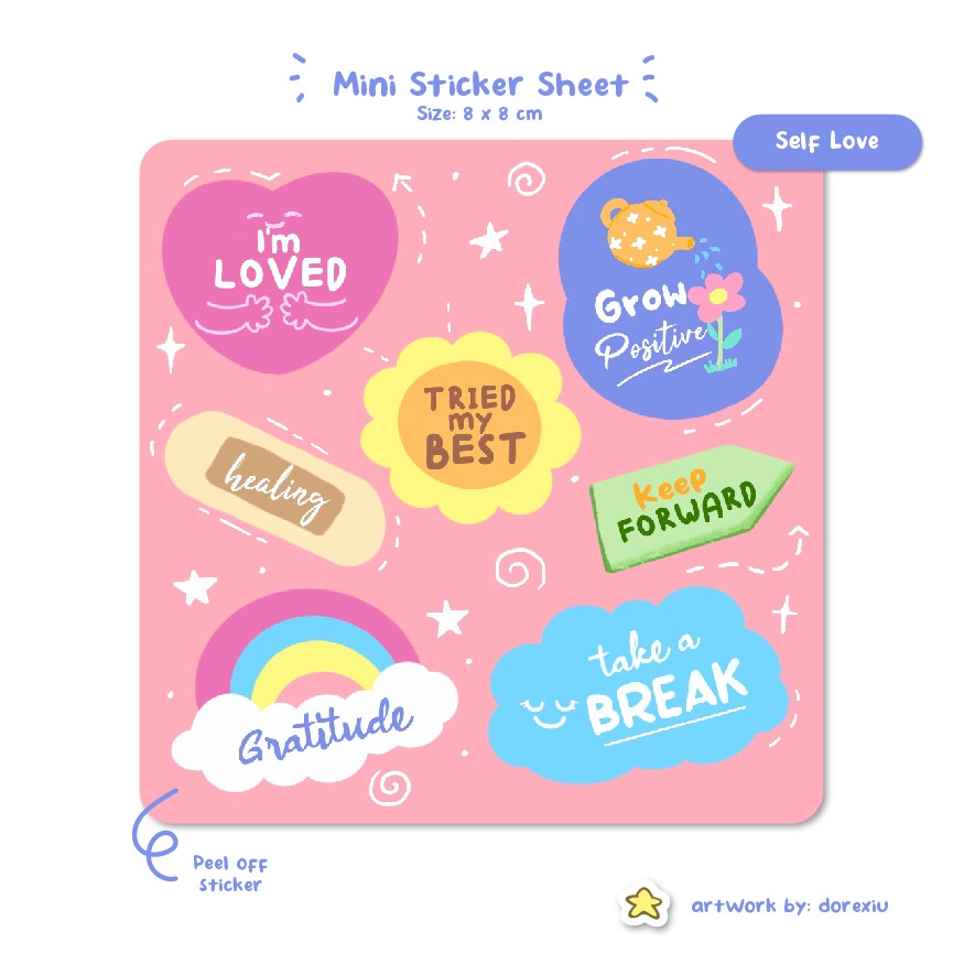 

Self Love Affirmation Gratitude | Mini Sticker Sheet by Dore