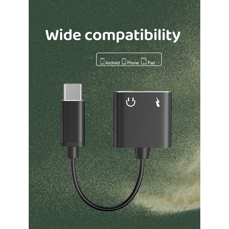 Adaptor Splitter Charger Headphone 2 in 1 Tipe C Dengan Jack Earphone 3.5mm Untuk Xiaomi 8 9 Huawei Samsung