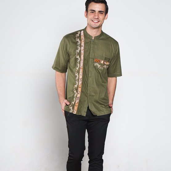 Baju koko batik pria busana muslim pria TN39 Hijau TUA SQC