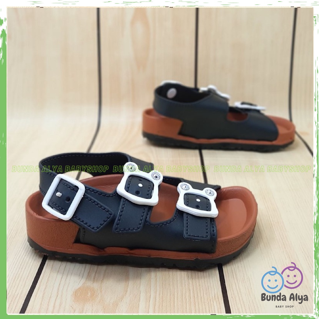 Sendal Anak Perempuan Umur 4 5 6 7 Tahun HITAM Elastis - Sepatu Sandal Anak Cewek Model Tali Anti Licin - Sendal Anak Kekinian