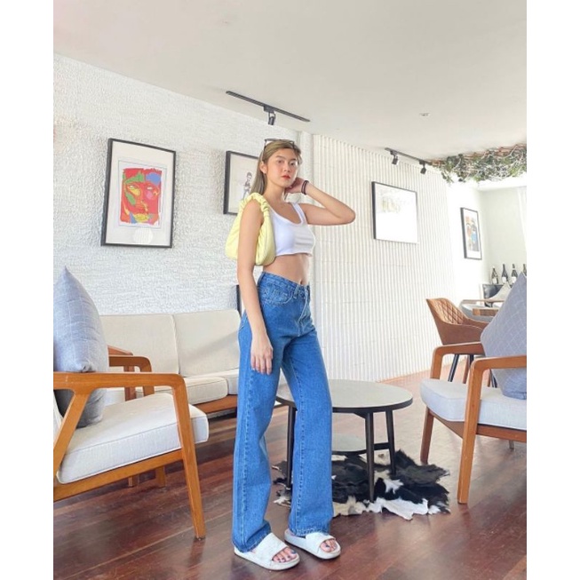 (27-34) MEDIUM BLUE HW LOOSE JEANS / CELANA HIGHWAIST LOOSE JEANS / CELANA HW LOOSE JEANS WANITA CEWEK