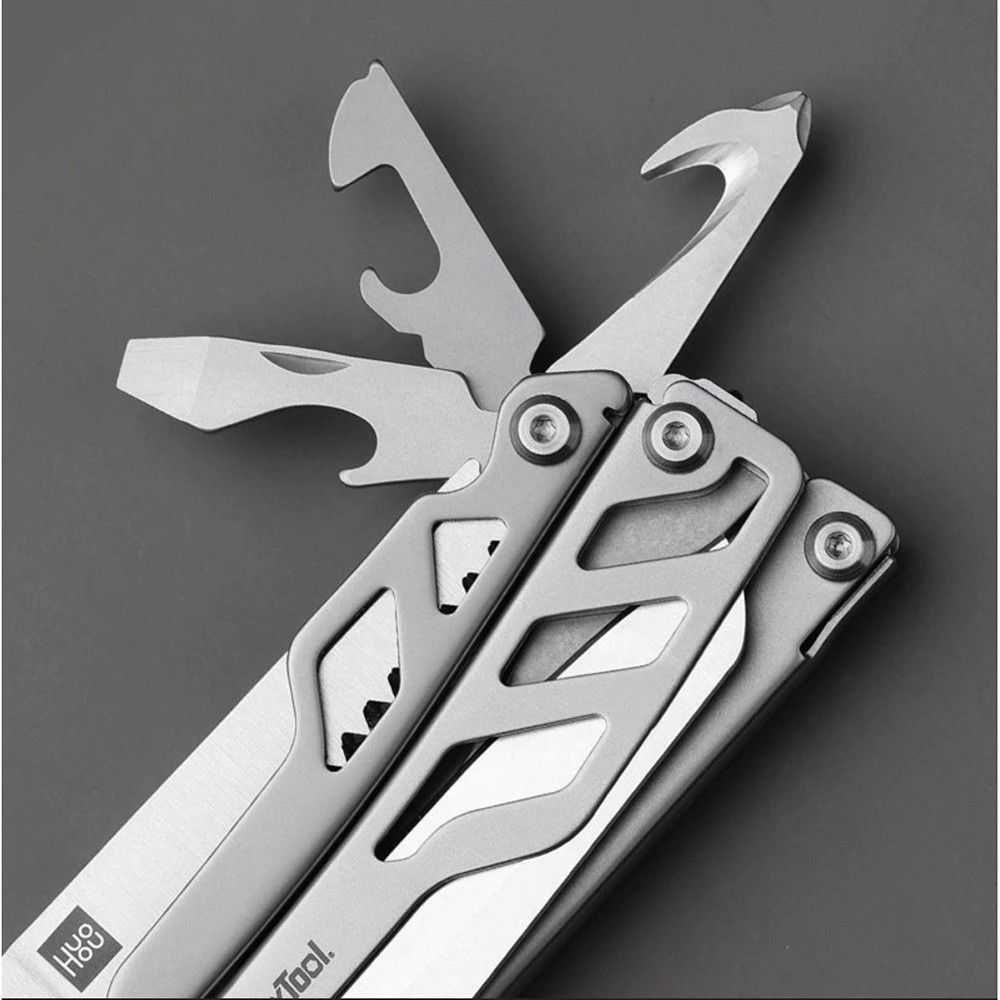 Xiaomi Huohou Pisau Multifungsi Folding Knife Pembuka Botol Screwdriver Stainless Steel.