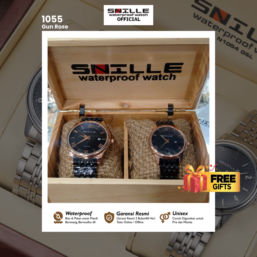 Snille Jam Tangan Rantai Wanita Couple Unisex Original Asli Anti Air Waterproof 1055