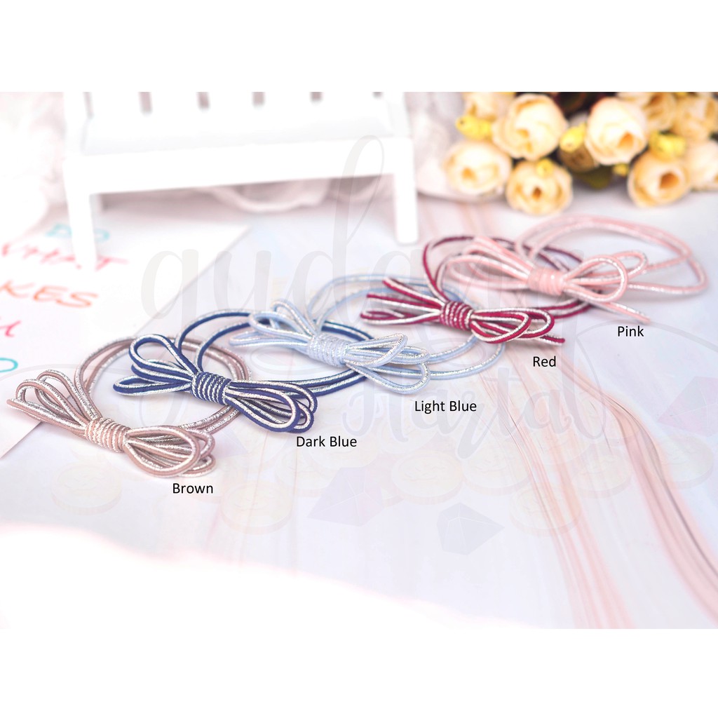 Ikat Rambut Simple Silver Ribbon Pita Unik GH 201470