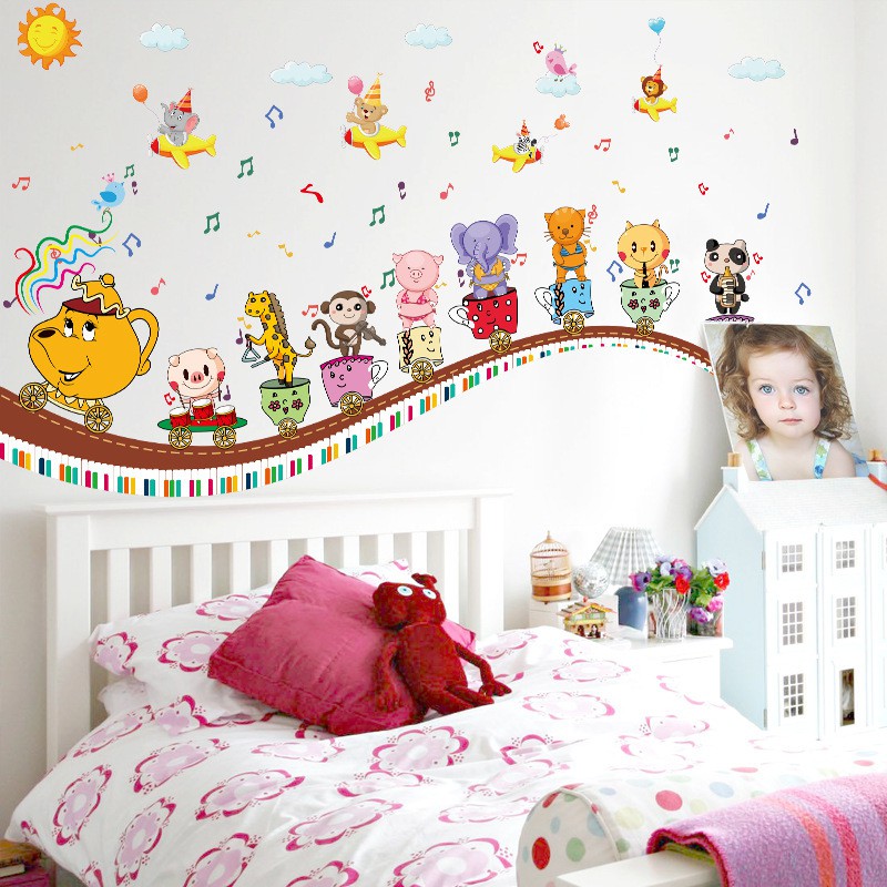 RELIZA WALL STICKER KERETA MUSIK TRAIN ANIMAL ZOO STIKER DINDING SK9038