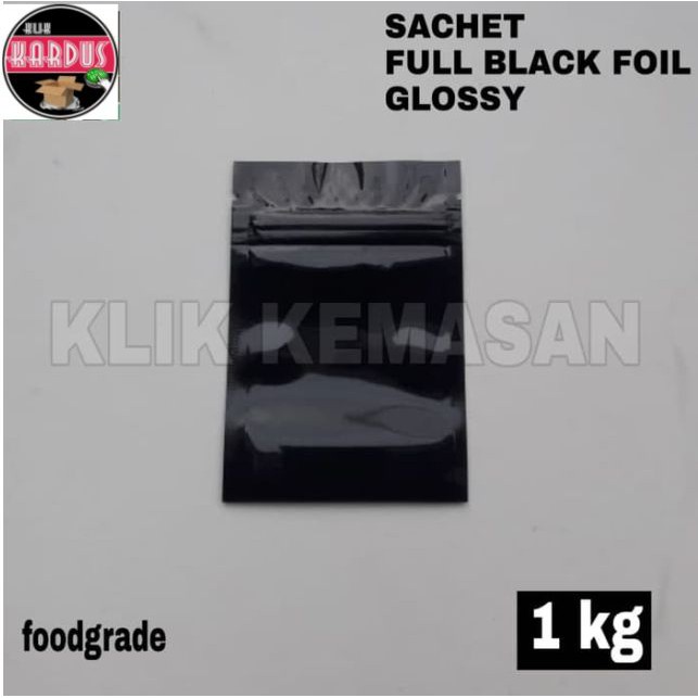 SACHET BLACK FOIL 1 KG WITH ZIPPER GLOSSY
