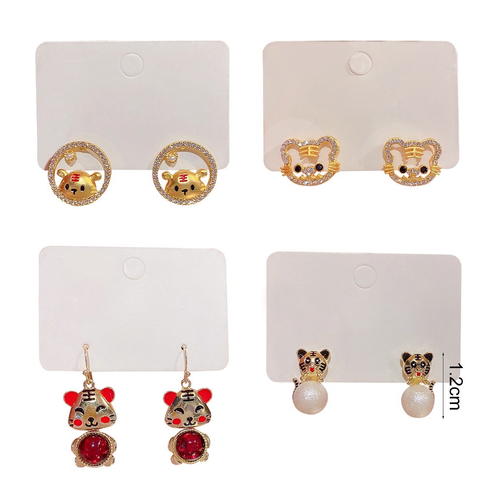 Hu Hu Hu Hu Hu Alat Bantu Pasang Kacamata♡ 1 Pasang Anting Stud Bentuk Hewan Harimau Untuk Perhiasan