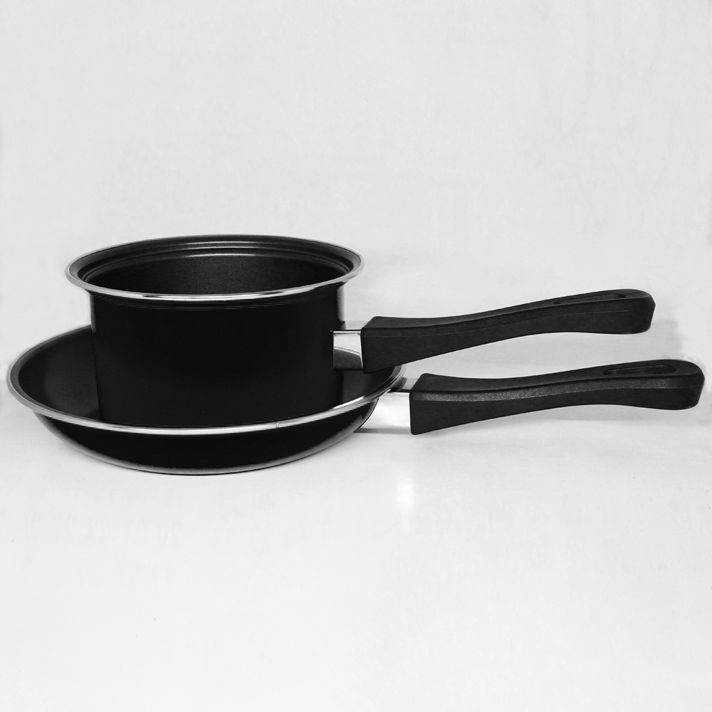 Maspion Milkpan Teflon 16 cm dan frypan 23 cm Hitam anti lengket