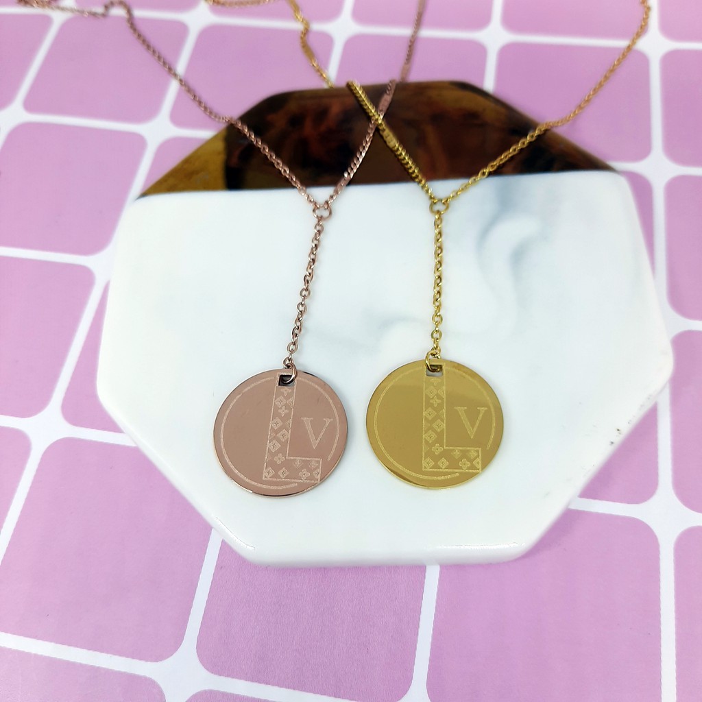Kalung Hijab Titanium  Import Juntai Panjang Jurai Gold Rose Gold - BN432