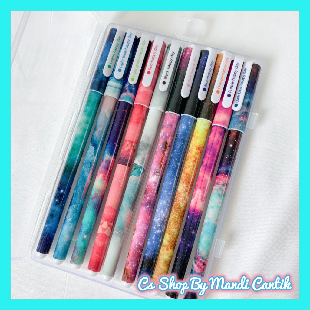 

Ready 1 Set Pulpen Marble Isi 10 Pcs Pen Marble Warna-Warni Bisa COD