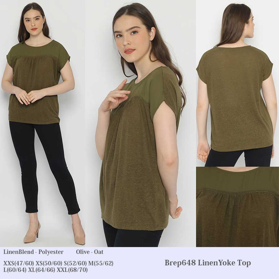 BLOUSE WANITA BREP648 LINENYOKE BLOUSE-2