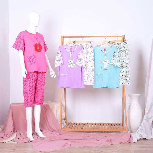 Baju Tidur 3/4 Jumbo XXL Bahan Kaos