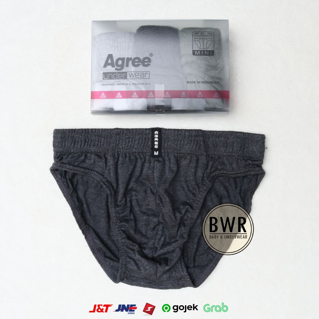 3pc - AGREE | CD Agree 1-7001 MIKA | Celana dalam pria karet kerut