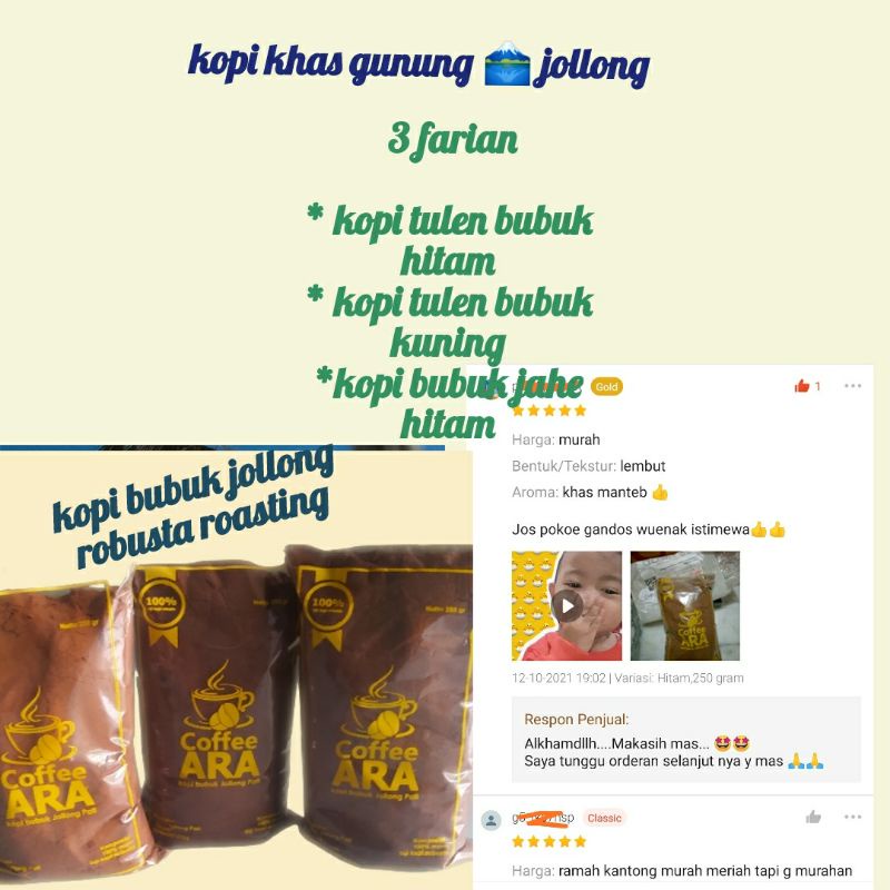 

KOPI BUBUK HITAM ASLI JOLLONG PATI (Rosting medium dark)