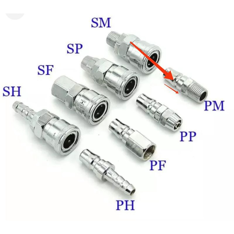 coupler selang set (1set 2pcs) sm + pm/ sambungan selang kompresor