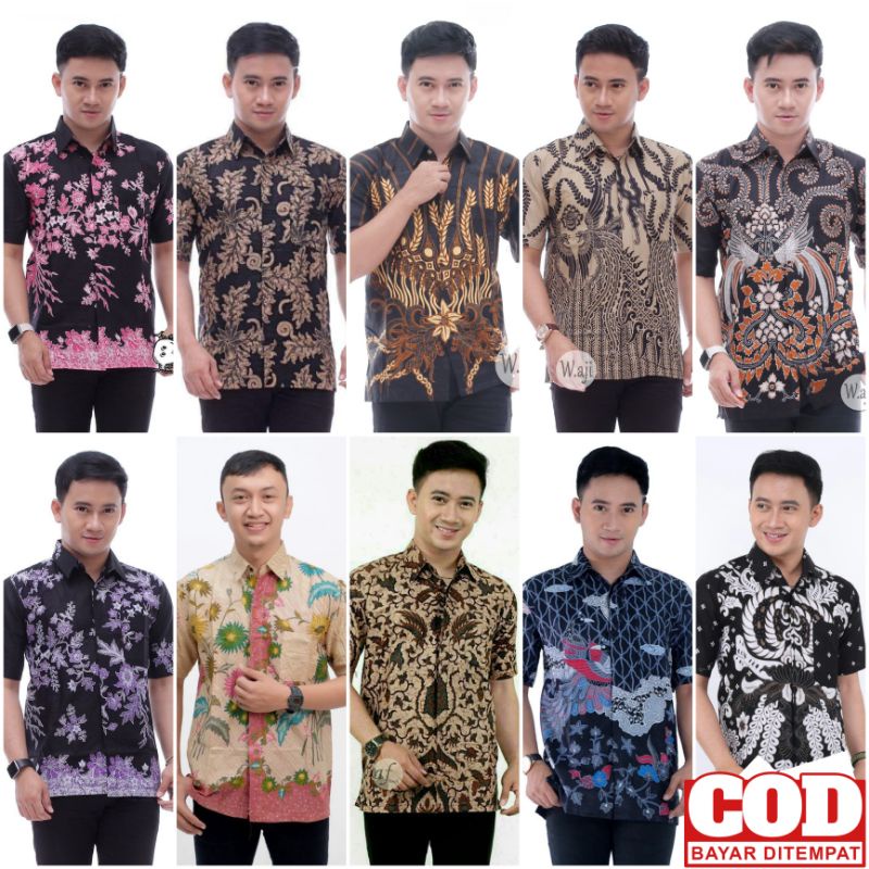 Baju Kemeja Batik Dewasa Cowok Lengan Pendek JUMBO M L XL  Murah Promo!! batik pria lengan pendek pria Batik Pekalongan