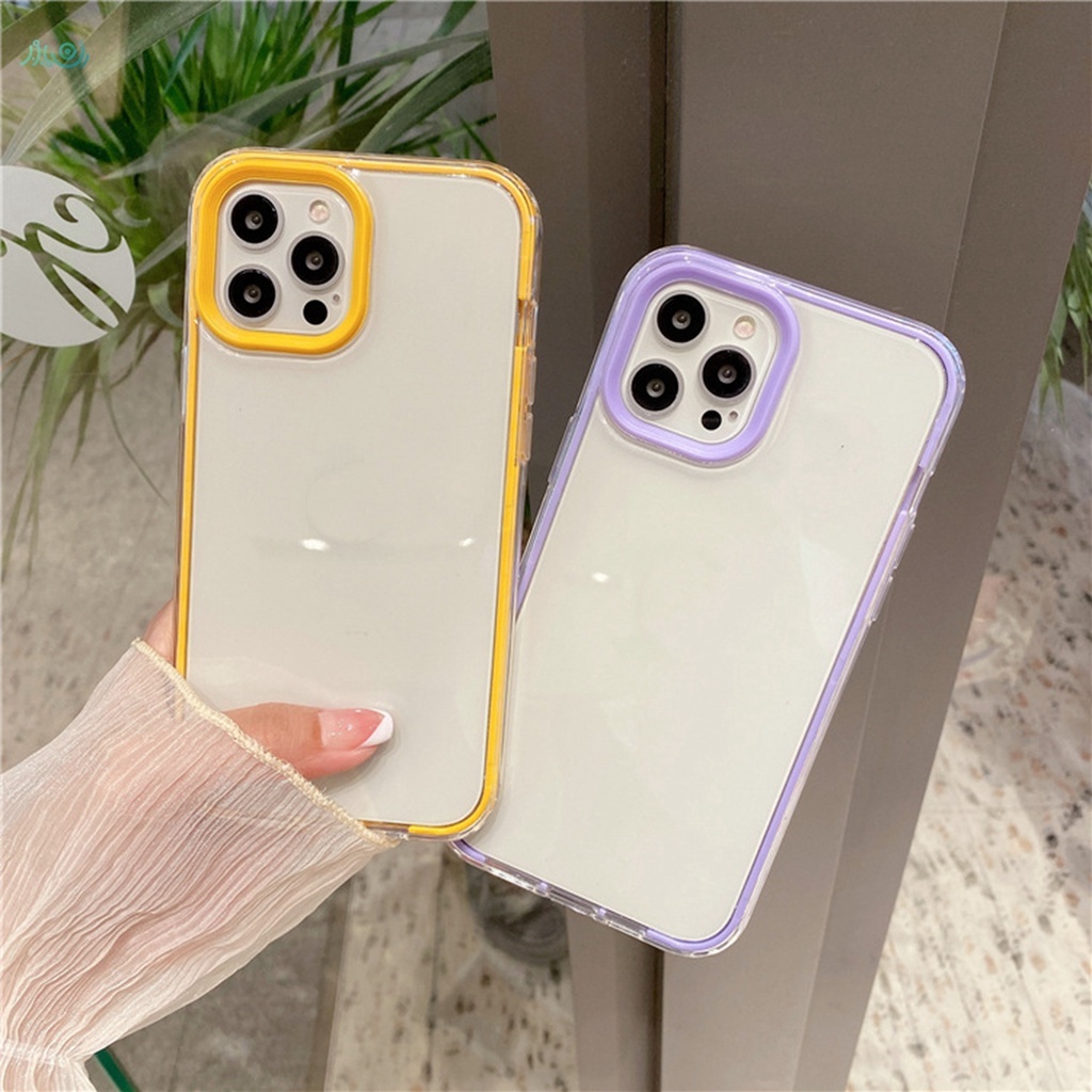 Candy Color 3 In 1 Frame  Phone Case for Phone 12 11 Pro Max X Xs Max XR 8+ 7 Plus Heavy Duty Protection Bumper  Soft TPU transparent case