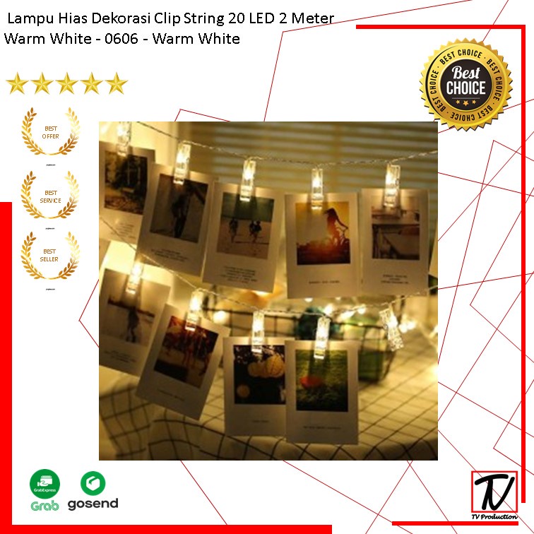 Lampu Hias Dekorasi Clip String 20 LED 2 Meter Warm White - 0606 - Warm White