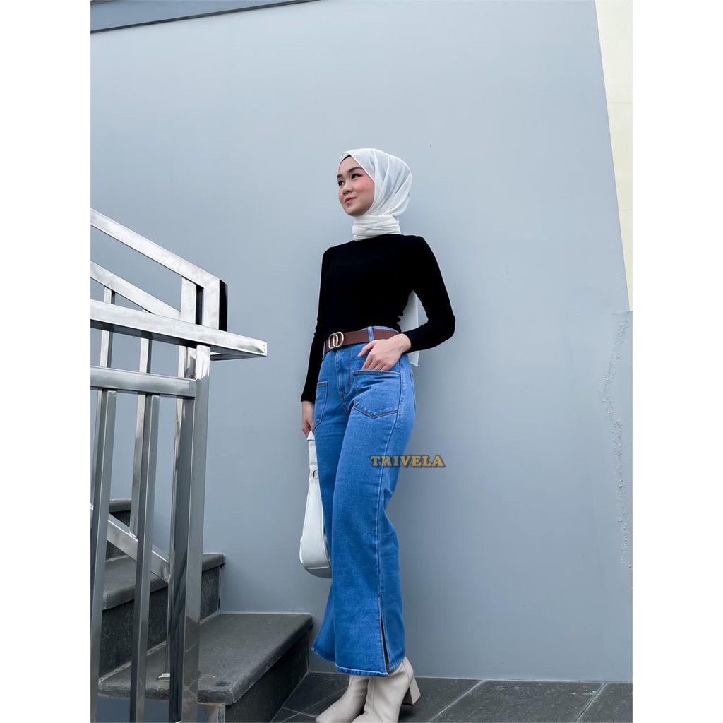 TRIVELA - Boyfriend Jeans Zoya / Boyfriend Jeans Wanita / Kulot Jeans Wanita