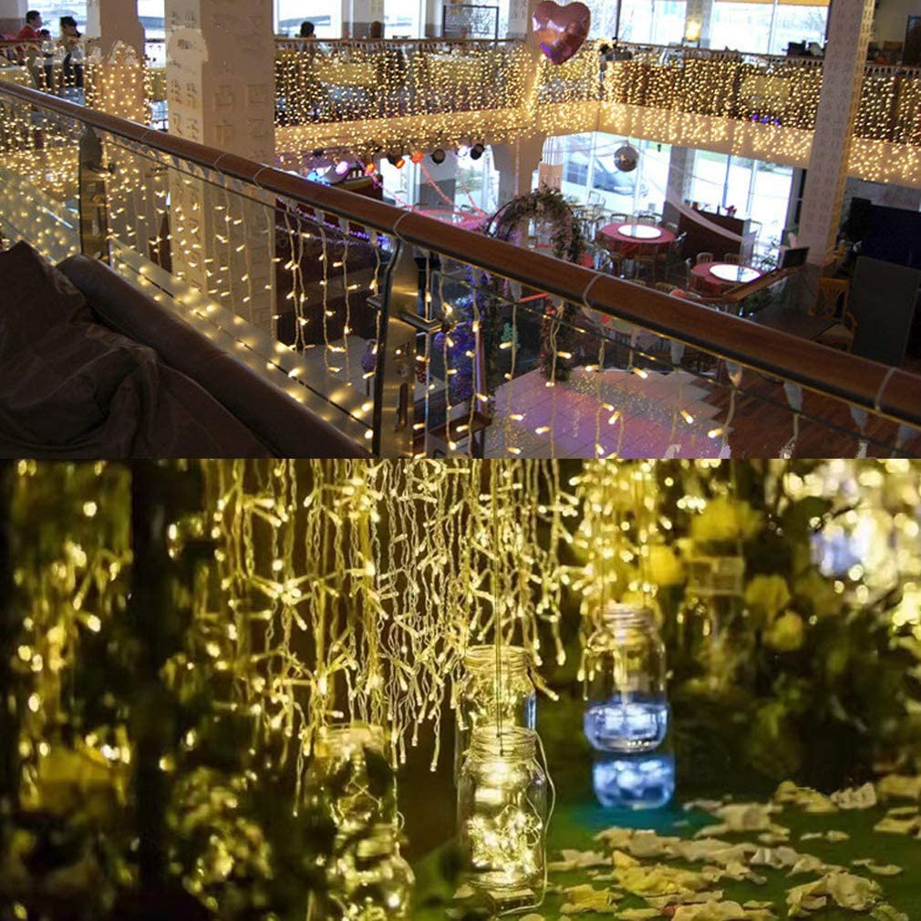 Lampu Tumbler Tirai 4M 96 LEDs Lampu Hias Led Tirai Natal Outdoor Waterproof Lampu Natal Tirai Led Curtain Light Rainbow Warmwhite