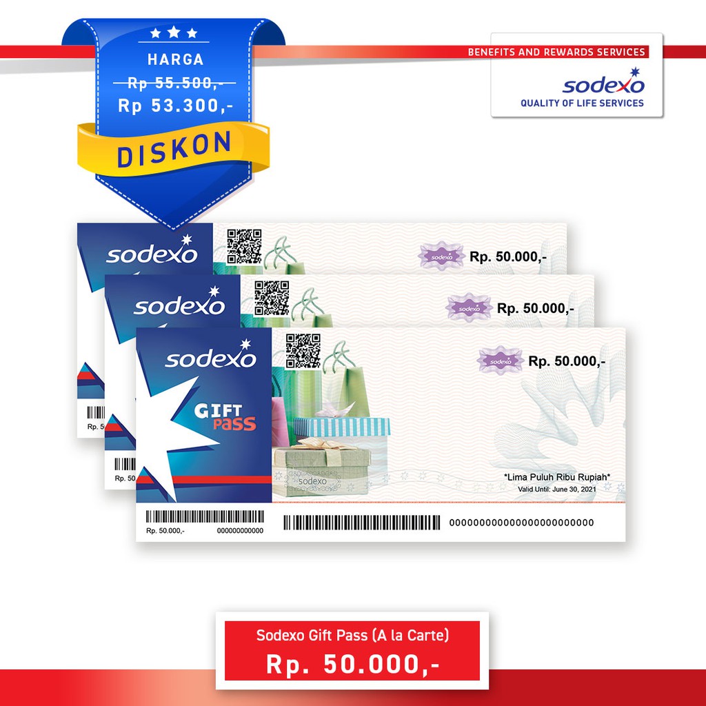 Voucher Sodexo Gift Pass Nominal Rp50.000 | Shopee Indonesia