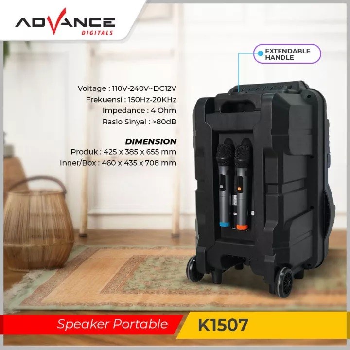 Speaker Advance K1507 Meeting Bluetooth 15 Inch + 2 mic wireless