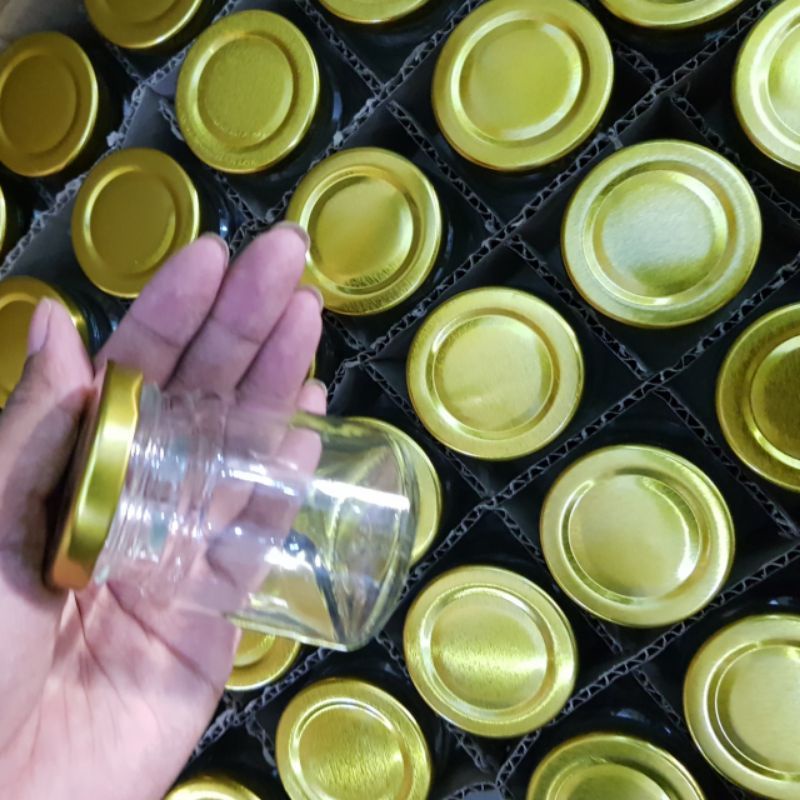 / 162 PCS Botol Silinder 70 ml + tutup gold / Botol jar kaca 70 ml baru / grosir botol kaca /  JAR 7