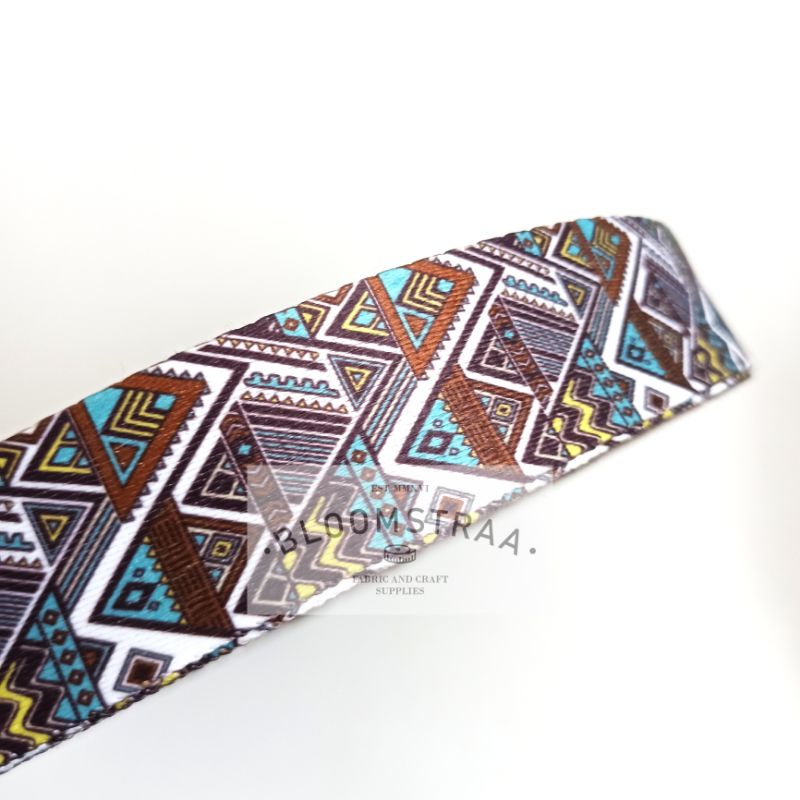 Webbing Motif Tribal 38mm Tali Tas Polyester 3,8cm 38 mm Poly 1 meter