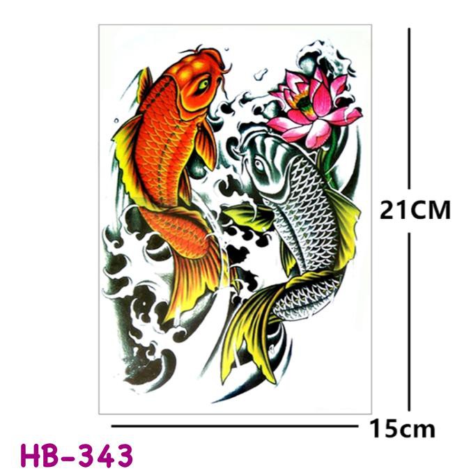 ITERBARUl MX-1032 Temporary Tattoo Koi - Tato Ikan Oriental Chinese