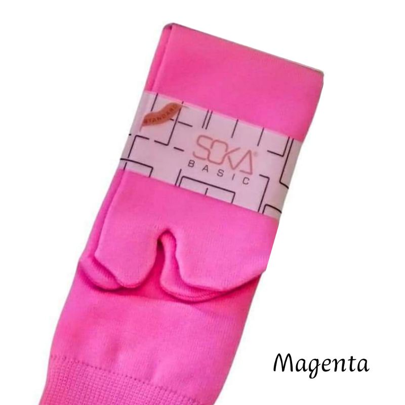 [1 PASANG] ORIGINAL SOKA Basic Jempol Kaos Kaki Wanita Hijab Muslimah Murah Size M dan L Termurah Murah Diskon Polos Haji Umroh Warna Kulit dll Size M Pendek size L Panjang Nilon Nylon Kauskaki Kaus Kaki Kaoskaki Krem Cream Skin Series Soka Socking-Magenta