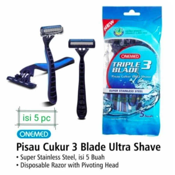 Pisau Cukur Ultra Shave 3 Blade Pack Isi 5pcs seperti Gillete