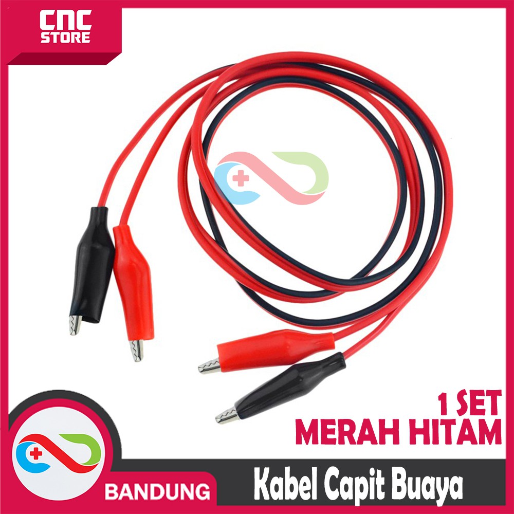 KABEL CAPIT BUAYA TO CAPIT BUAYA 1 SET MERAH &amp; HITAM 1 METER