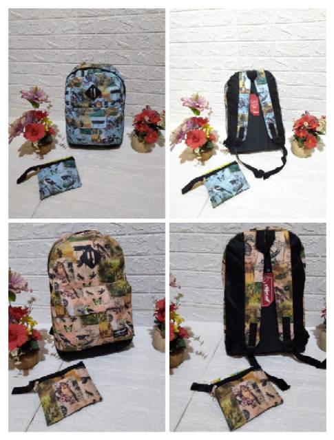 Tas ransel motif +pouch