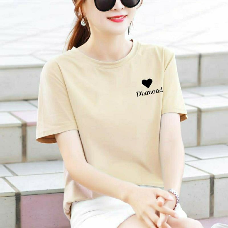 Kaos Wanita Cotton DIAMOND LOVE Kaos Oblong Wanita Kaos Cewek Lengan Pendek