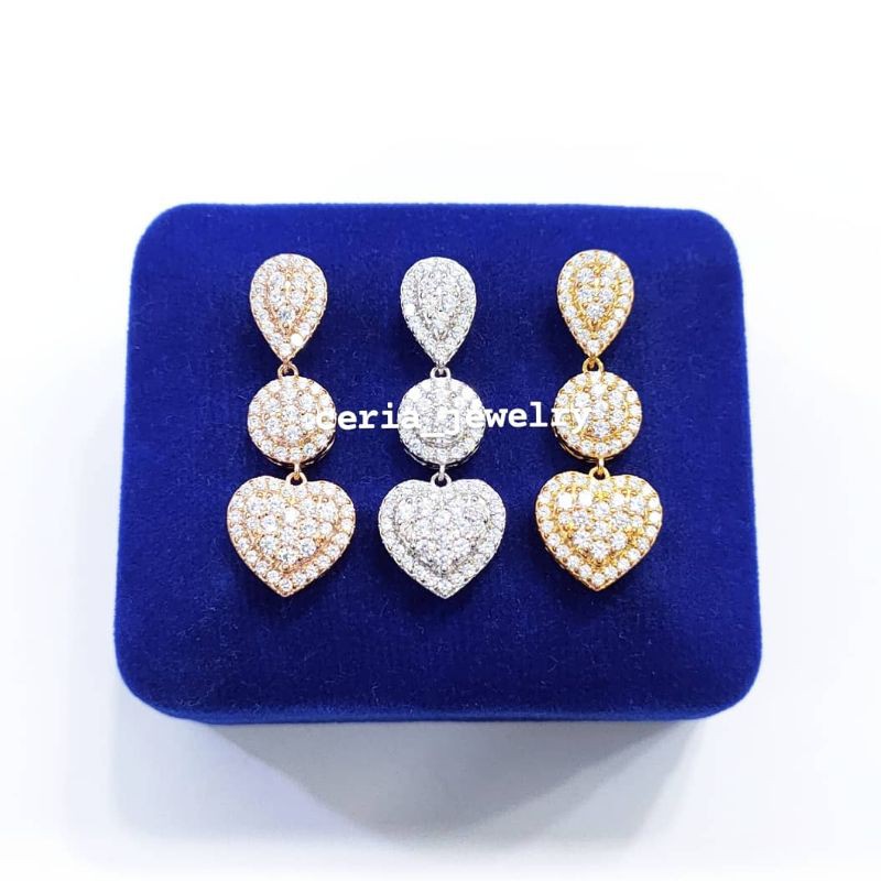 Liontin Perak Asli Silver 925 Lapis Emas Model Love 3 susun