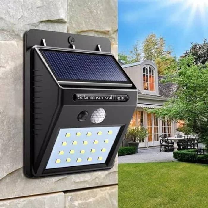 Pasarbb Lampu Taman Tenaga Surya System Sensor Dinding/Solar Cell/Panel 20 Led Murah