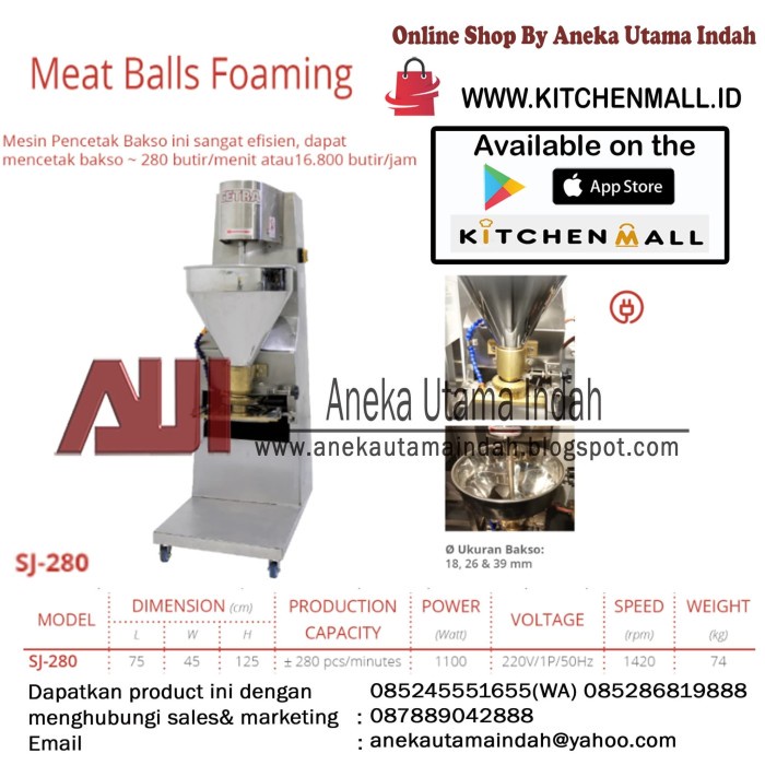 Jual Baru Sj 280 Meat Balls Foaming Machine Atau Mesin Pencetak Bakso