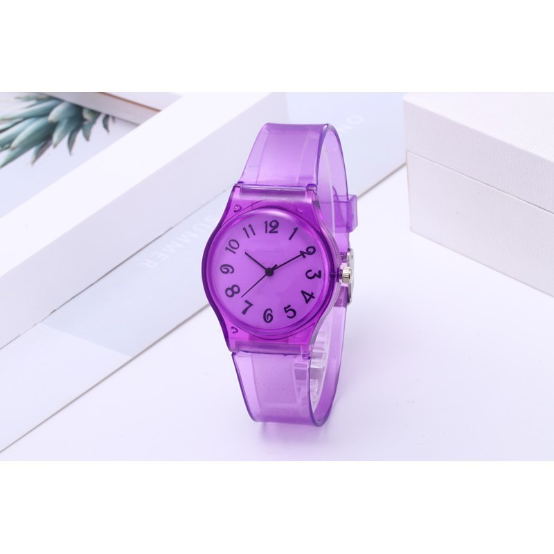 ✅ COD [BBS] Jam Tangan Jelly Angka Rubber Transparan bening Karet arloji import-1