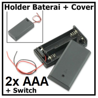 2x AAA Battery Holder Baterai Case Batere Box Kotak Tutup Saklar Kabel