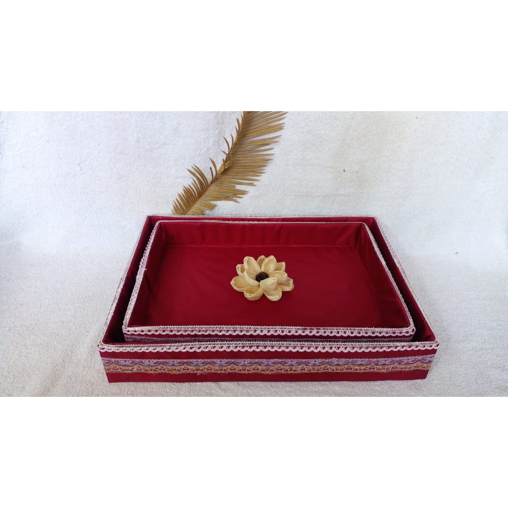 BEST PRODUCT KOTAK HANTARAN,KOTAK PARCEL CANTIK, kotak hantaran kain isi 2 besar sedang maroon unik