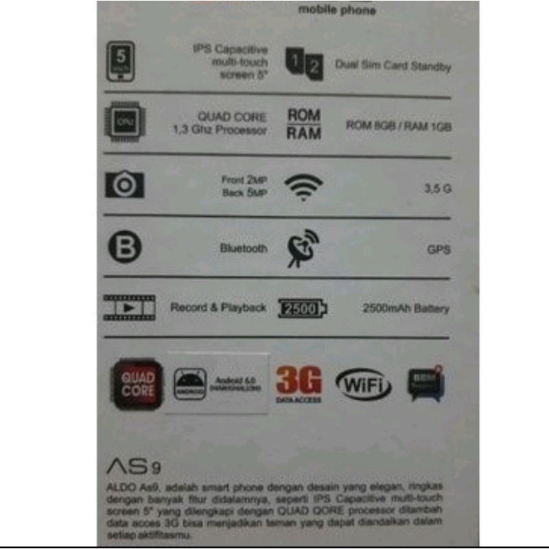 Hp ANDROID MURAH ALDO J8/ Aldo AS9 Imei dan garansi resmi terdaftar-6