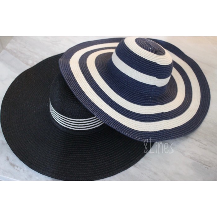 topi wanita Lebar bundar Biru Hitam Putih - Hitam O0T3 EXCLUSIVE topi cewek topi senam BAYAR DI TEMP