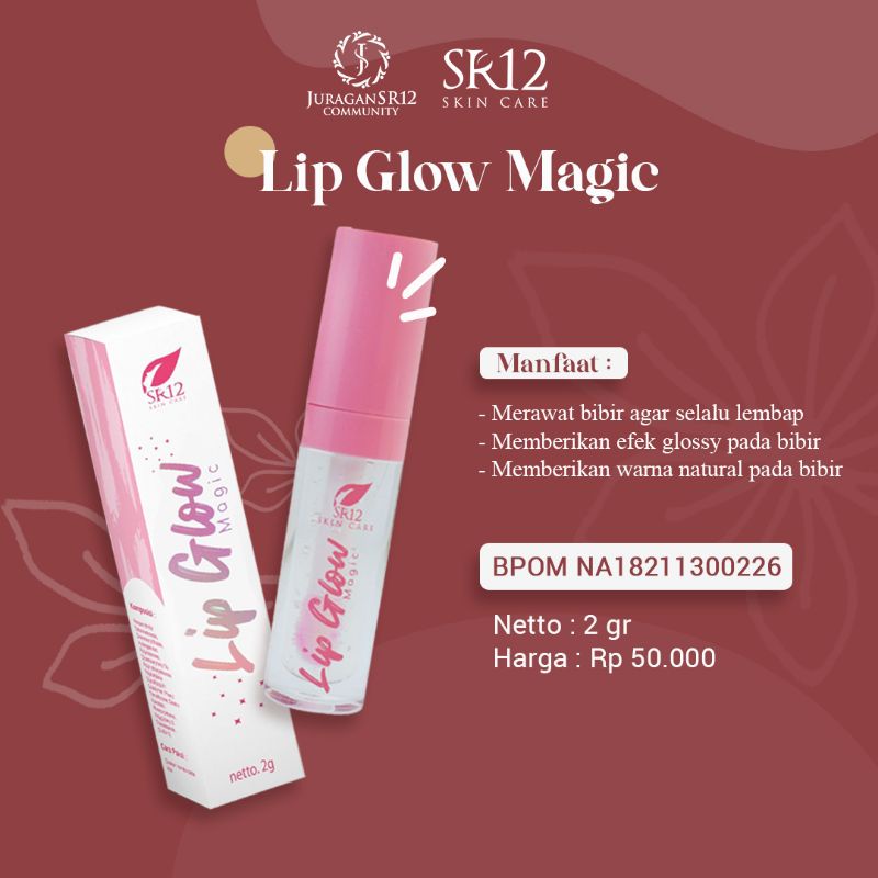 LIP GLOW MAGIC SR12 LIP GLO MELEMBABKAN BIBIR CERAH MERONA WARNA TAHAN LAMA EFEK GLOSSY