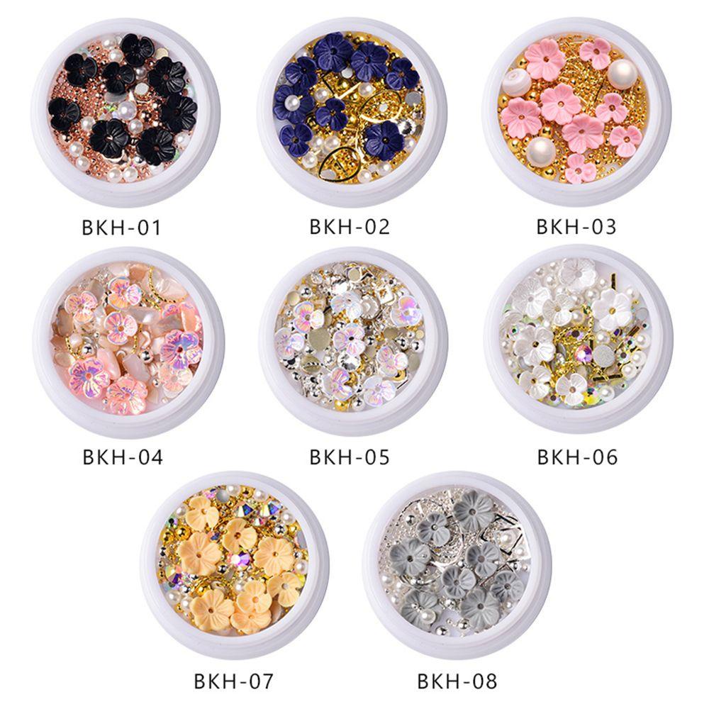 Preva 1kotak Kuku Rhinestones Baru Warna-Warni Manicure Mixed metal Glitters Flower