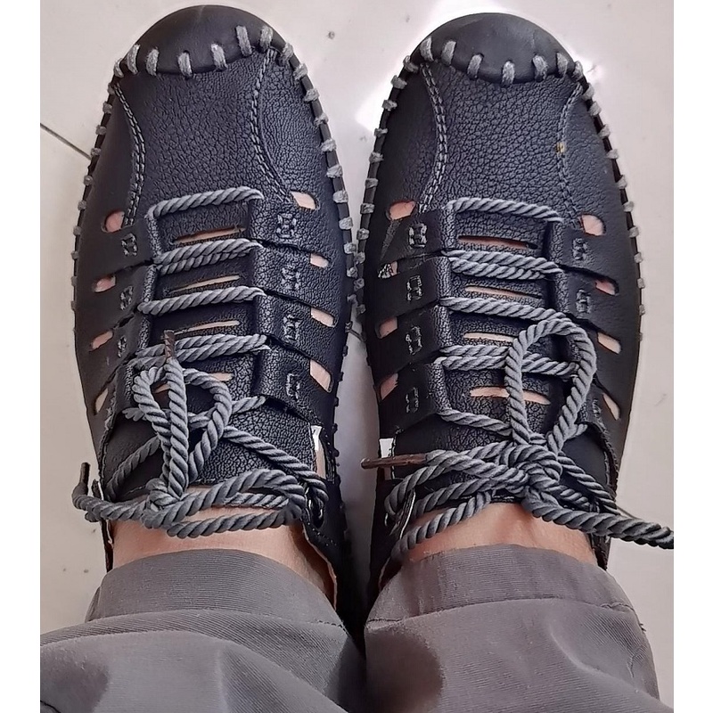 COD Sandal Gunung Pria Hiking Sepatu Olahraga Mendaki Sandal Kulit Asli Cowok Outdoor Trekking Handmade Keren Waterproof 036